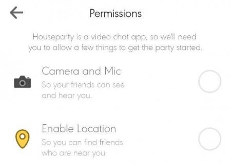 Permissions of houseparty
